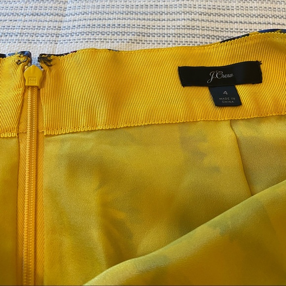 J crew yellow gold purple blue floral silk pleated skirt size 4 - Picture 8 of 9
